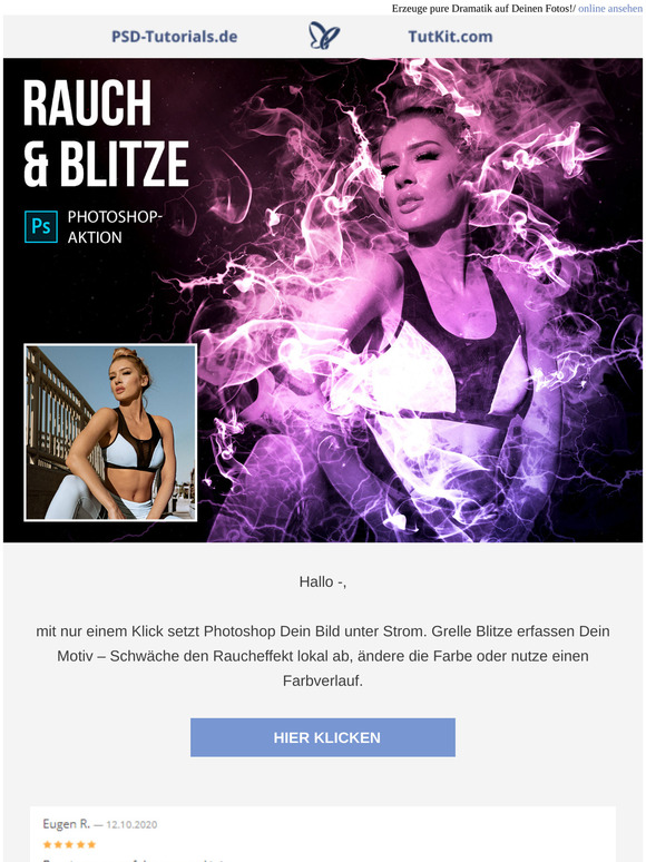 Von begeisterten Kunden empfohlen ⚡ Photoshop-Aktion Rauch & Blitze