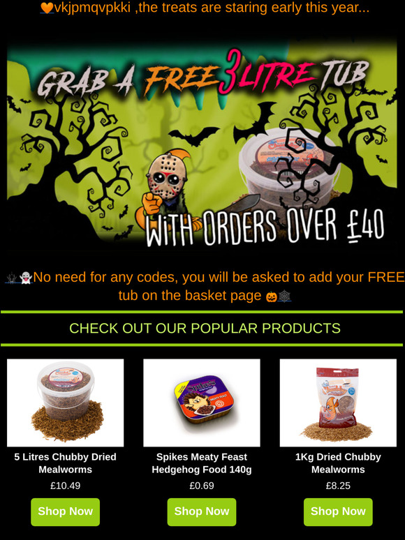 The Treats Start Early For Halloween 🎃 Grab A FREE 3 Litre Tub 👻 With Orders Over £40!