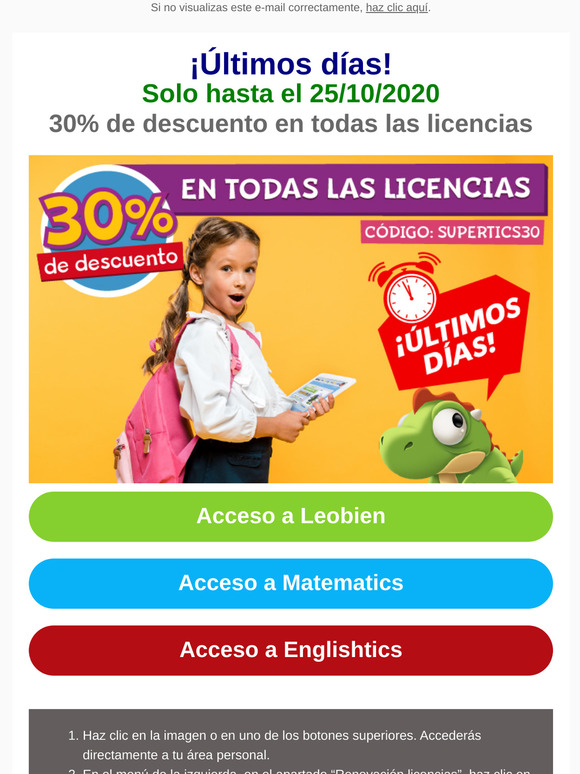 ¡Últimos días! 30% de descuento en todas las licencias