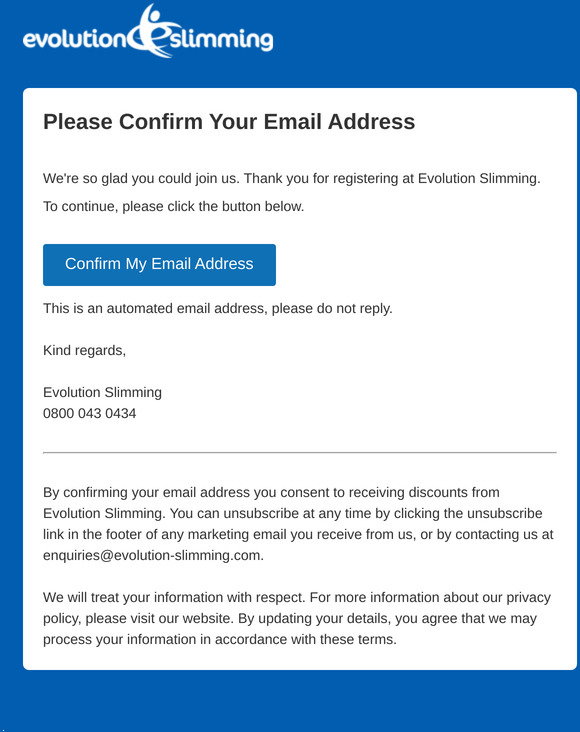 Evolution Slimming Please Confirm Your Email Address Milled