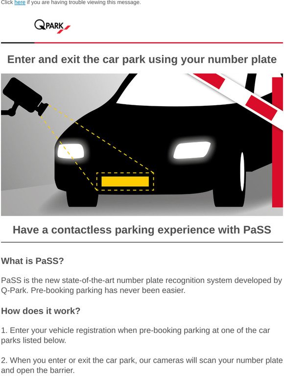 Use your number plate to enter the car park!