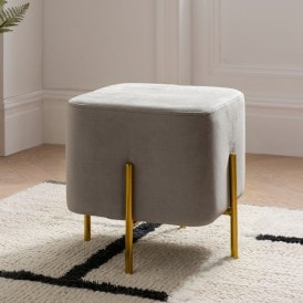 homesdirect365 Orange Velvet Footstool Scandinavian Style
