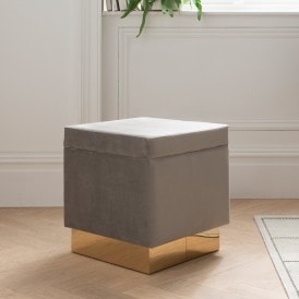 homesdirect365 Orange Velvet Footstool Scandinavian Style