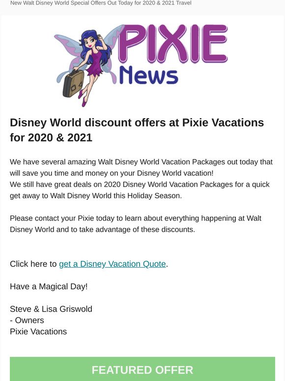 New Walt Disney World Special Offers Launched Today