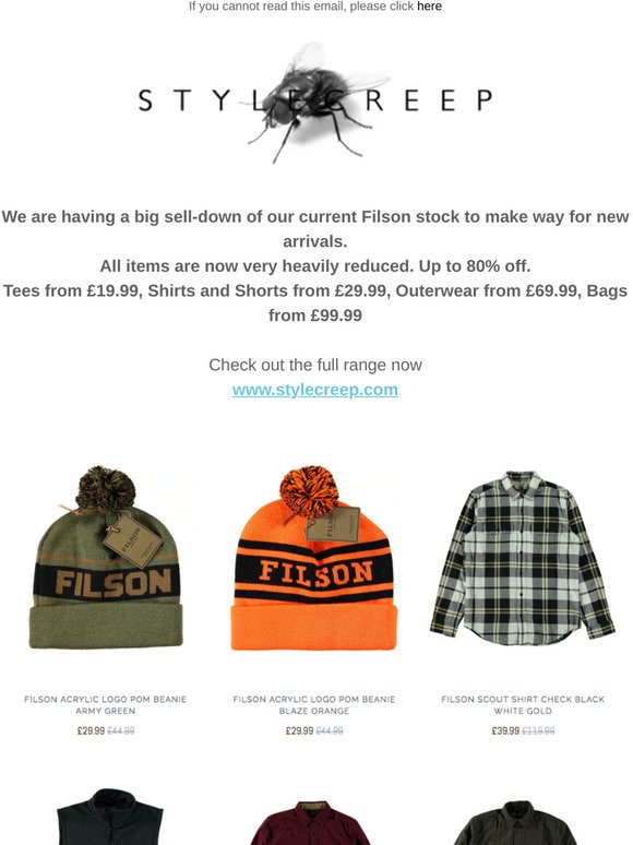 Filson now up to 80% off @Stylecreep