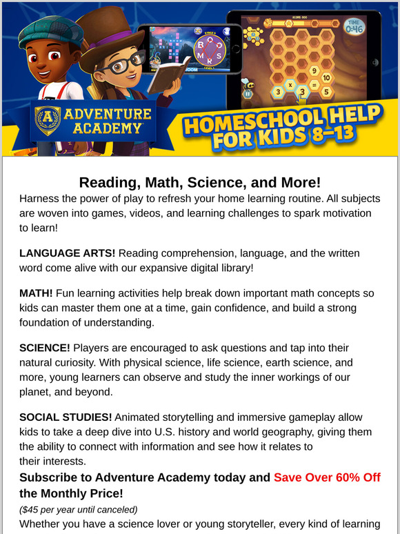 Adventure Academy: Homeschool Help For Kids 8–13 | Milled