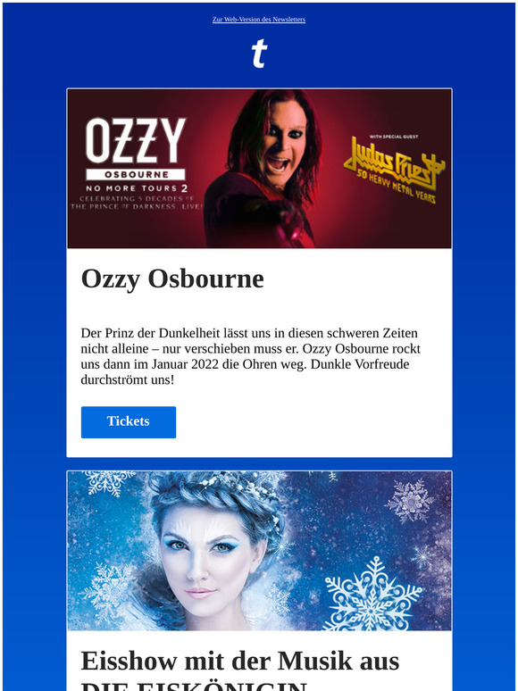 Ticketmaster Fr Ozzy Osbourne Niall Horan Eisshow Mit Der Musik Aus Die Eiskonigin U V M Milled