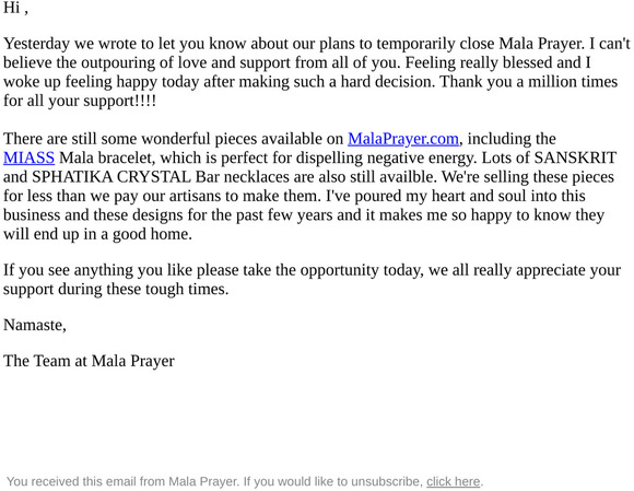 A follow up to say THANKS