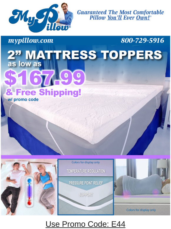 MyPillow Transform your mattress with the 2" Mattress Topper Milled