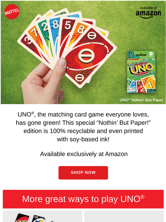 Mattel games Uno Nothin But Paper Family Card Game Multicolor