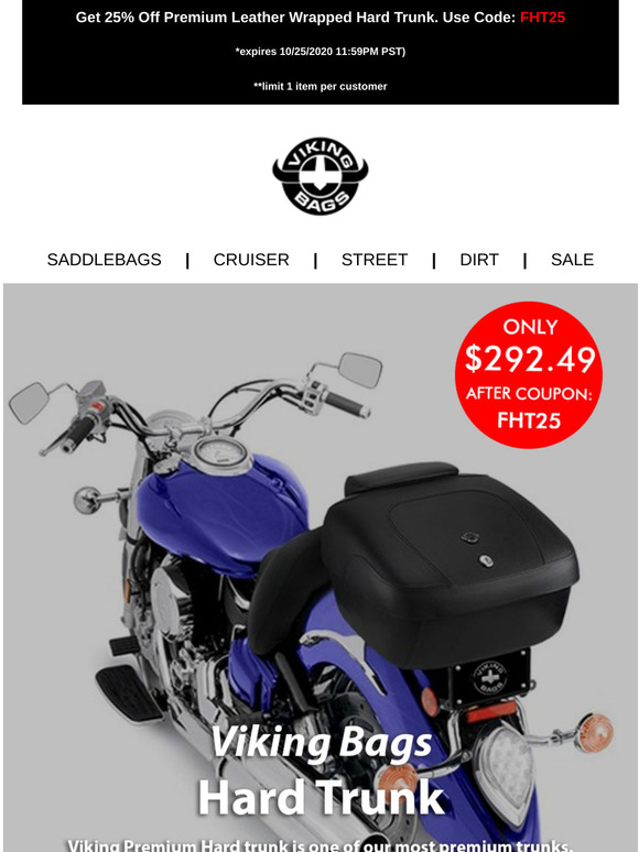 viking premium leather wrapped hard trunk for harley davidson