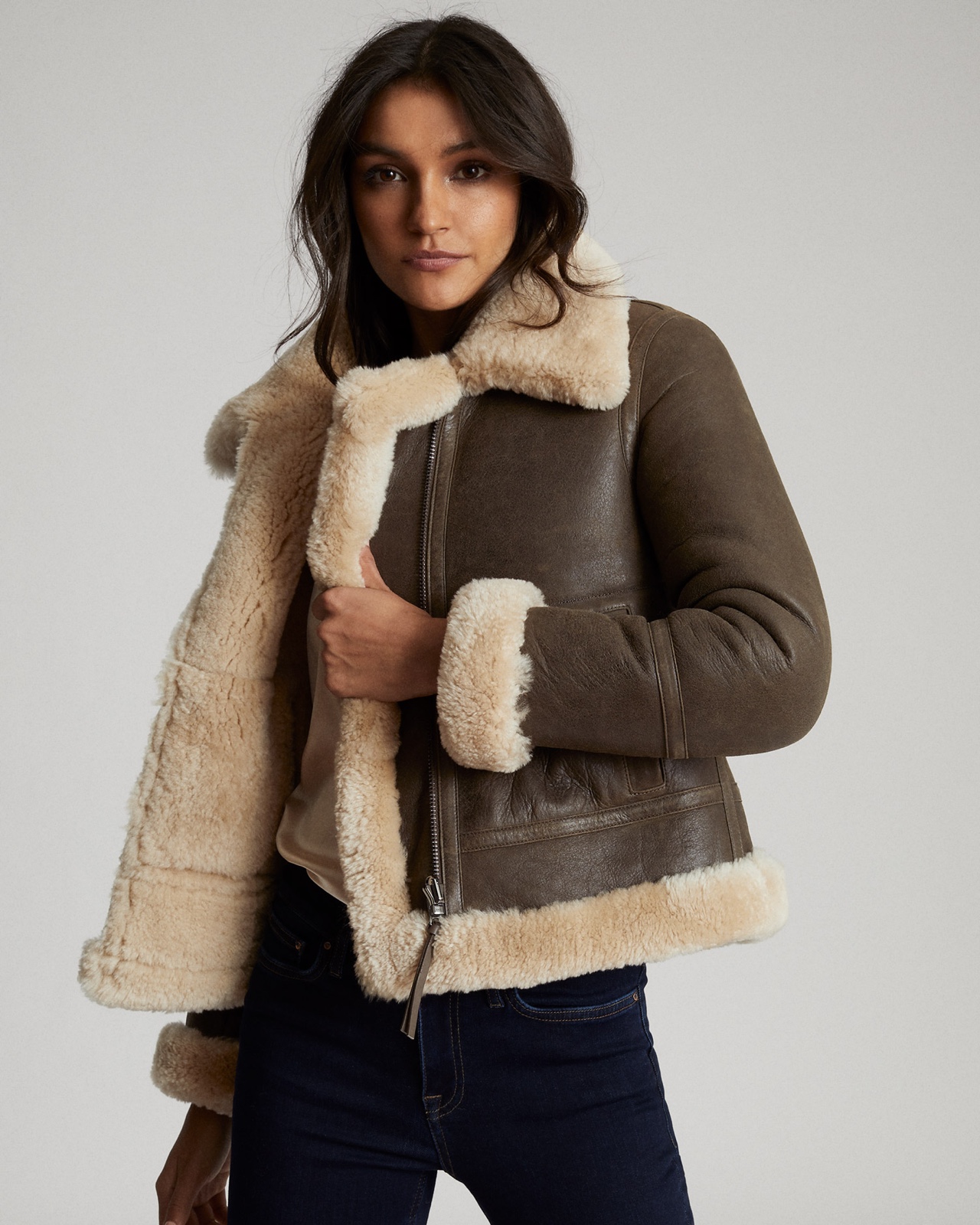 reiss sheepskin coat