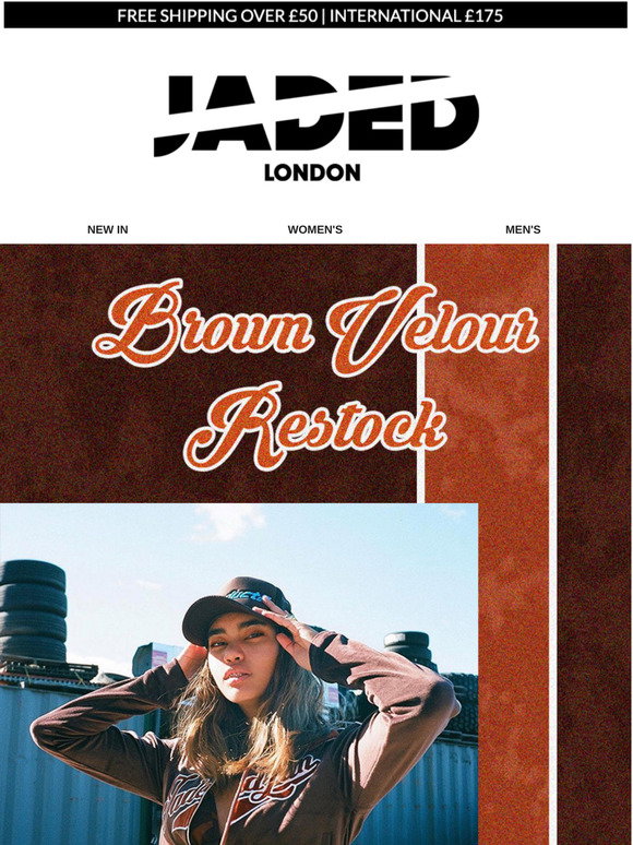 Jaded London: Quick â© Brown Velour Tracksuit Back In Stock | Milled