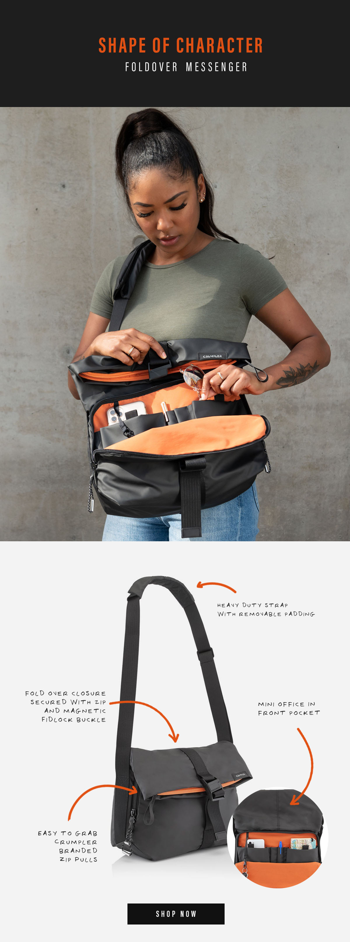 crumpler shape of character messenger bolsa