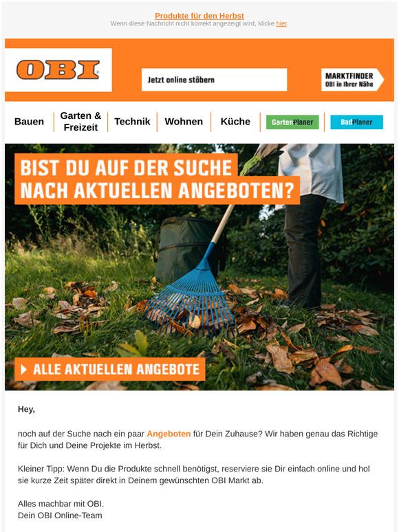 OBI Mehr Baumarkt! Angebote und Aktionen im Oktober Milled