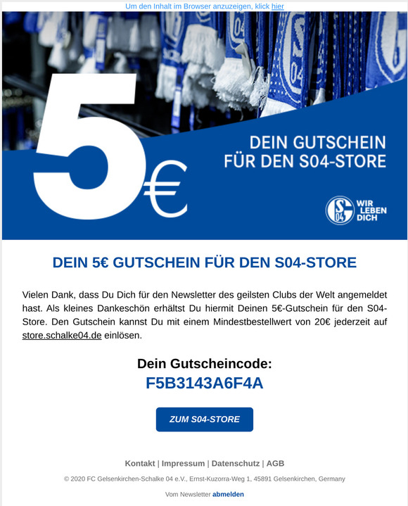 FC Schalke 04: Dein 5€-Gutschein für den S04-Store | Milled