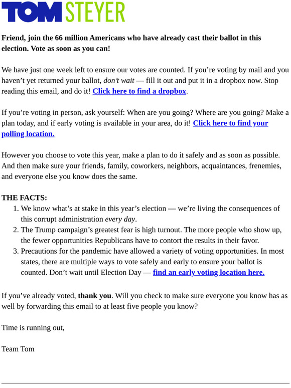 1 week to Election Day. Are you ready to vote?