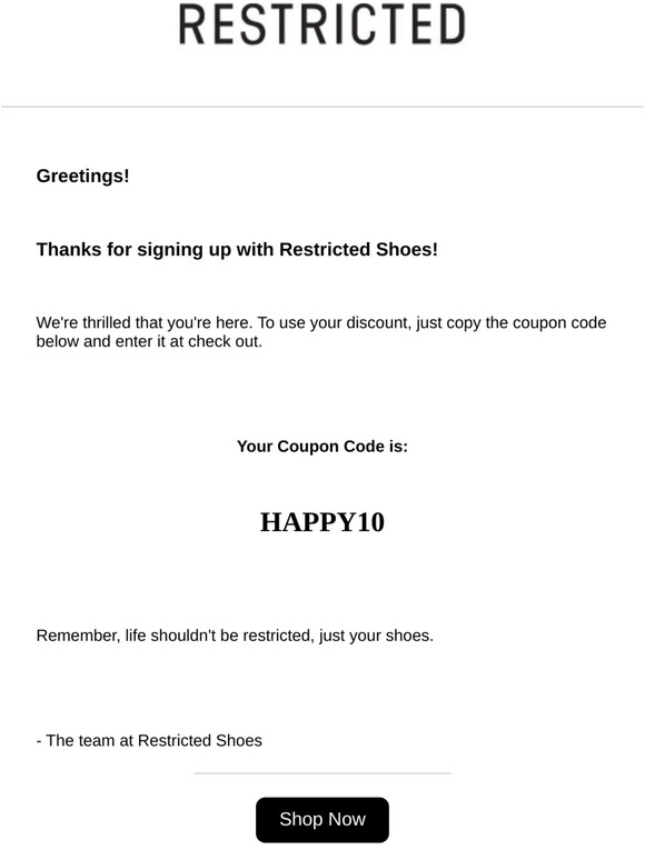 How to use your Restricted Shoes coupon