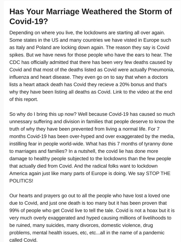 Marriage and Covid-19 Updates
