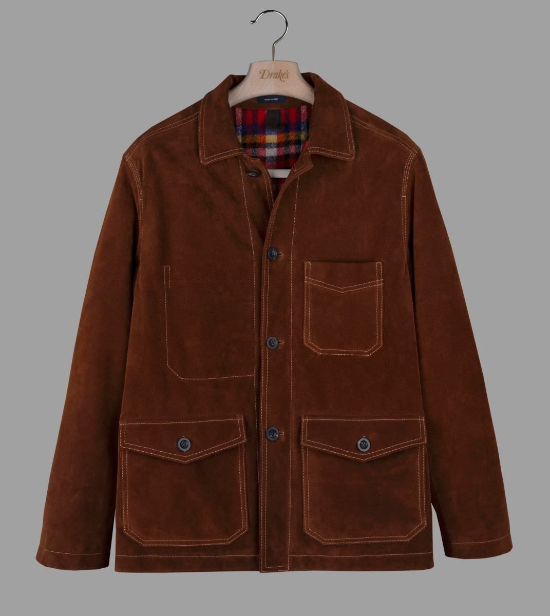 Drake's US The BlanketLined Suede Chore Jacket Milled