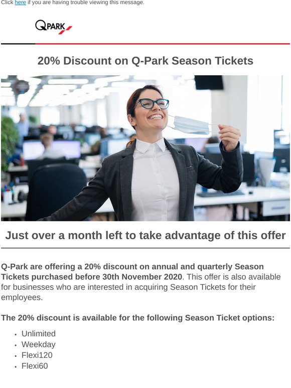 20% Discount on Q-Park Season Tickets