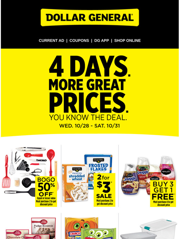 Dollar General 4Day sale starts today. Milled