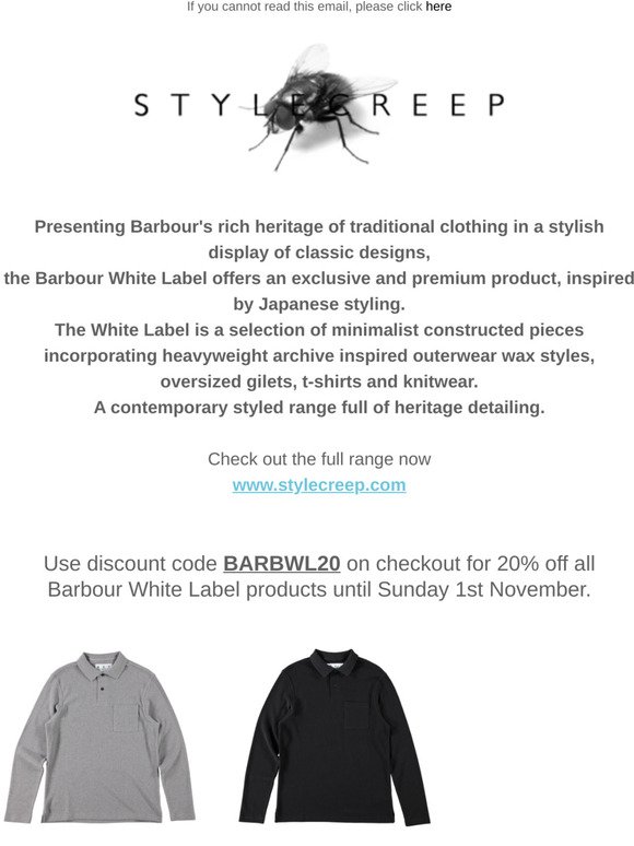 Barbour White label 20% Off Code @Stylecreep