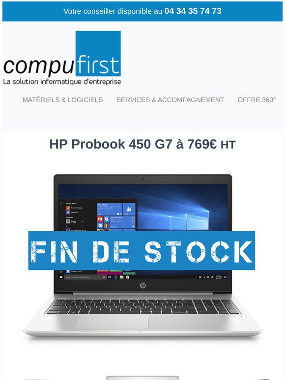 Fin de stock ! Bénéficiez du HP Probook 450 G7 au meilleur prix.