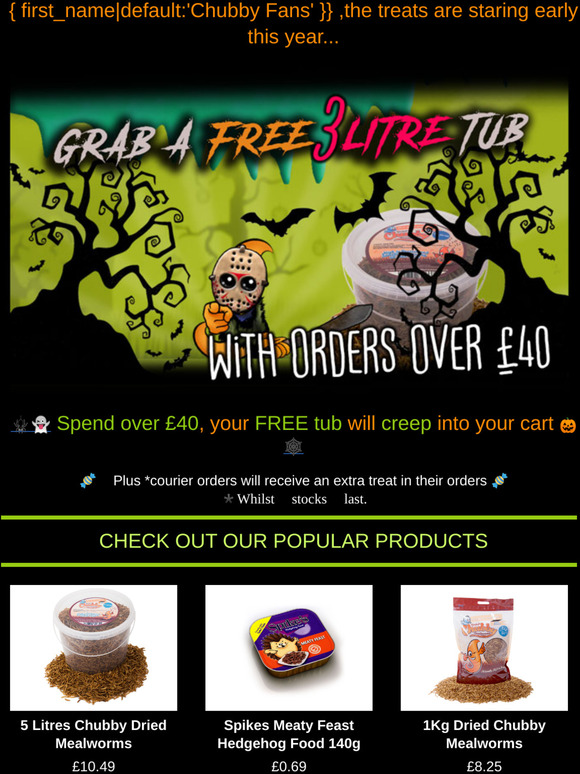 IT'S ALL ABOUT THE TREATS 🎃 Grab A FREE 3 Litre Tub 👻 With Orders Over £40!