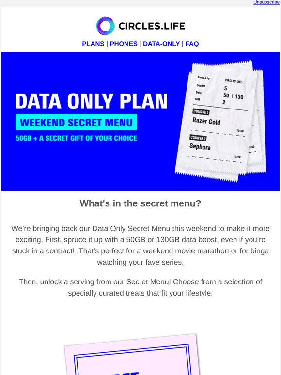 Back by popular demand: Data Only Secret Menu!
