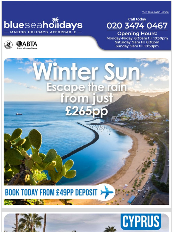 blue sea holidays Incredible Winter Sun Deals 🌴 from just £265pp 😍 Milled