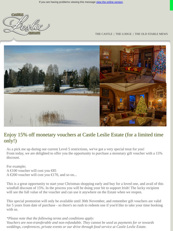 A special 15% Discount on our vouchers - Limited Time Only.