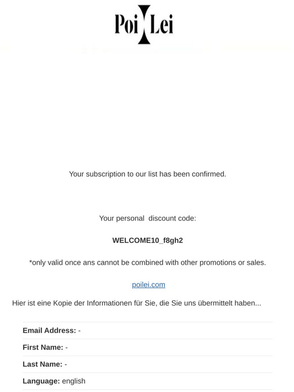 PoiLei Newsletter english: Anmeldung bestätigt.