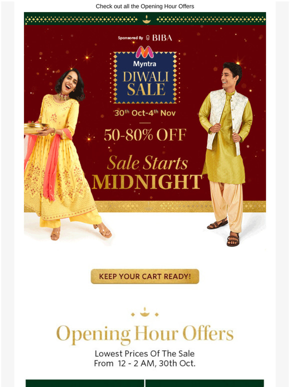 Myntra ⏰Myntra Diwali Sale Starts At Midnight Milled