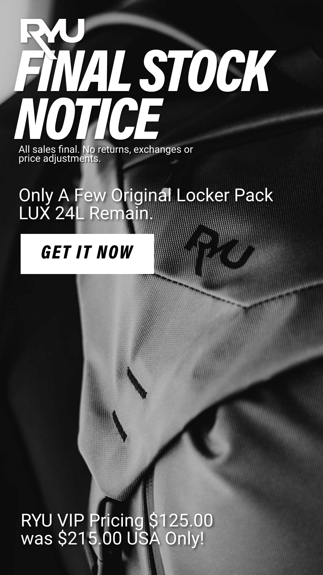 ryu locker pack lux 24l