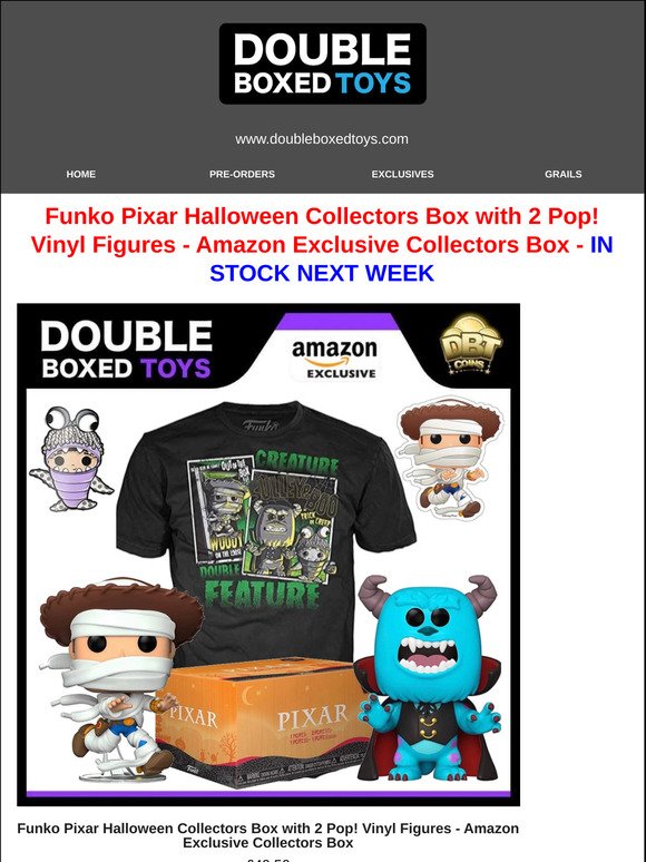 51055 Medium Vinyl Figures Funko Pixar Halloween Collectors Box with 2 Pop