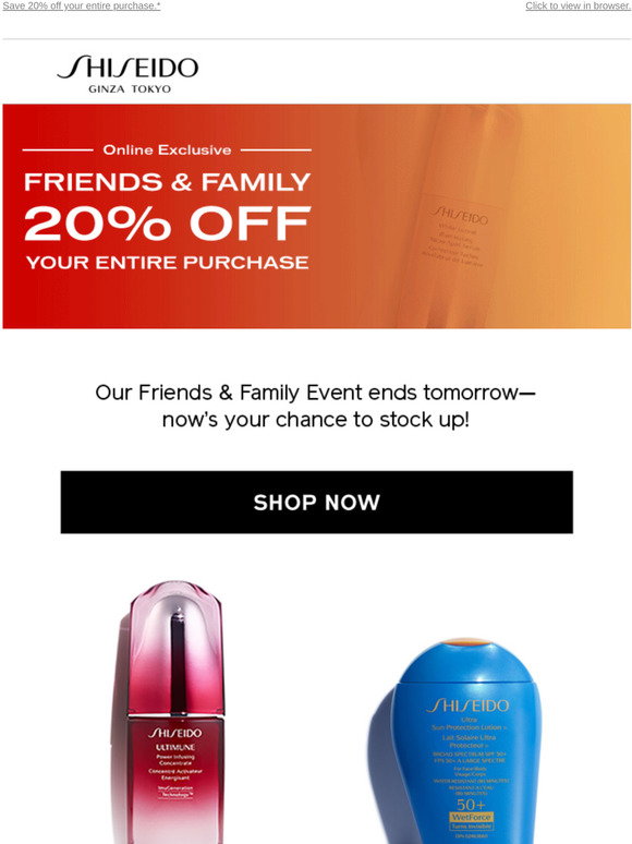 Shiseido Canada Friends and Family ends tomorrow. Milled