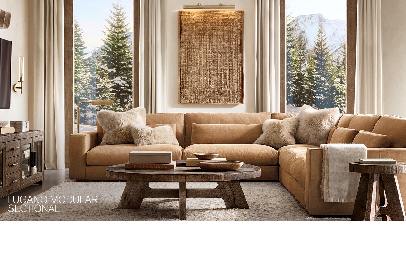 Restoration Hardware RH Ski House. The Lugano Sofa Collection. Milled