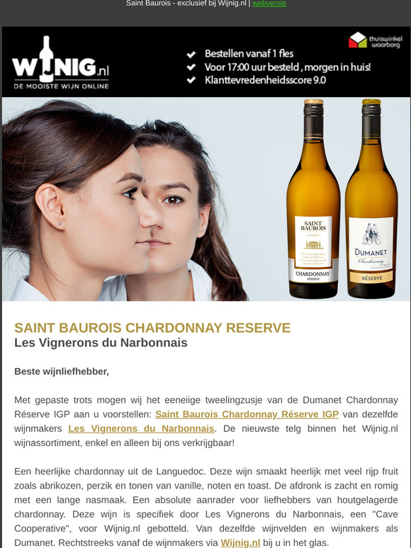 Saint Baurois Chardonnay Réserve IGP - exclusief bij Wijnig.nl