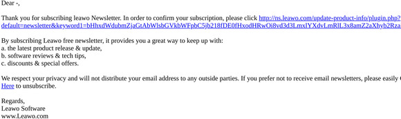 Confirm your subscription from Leawo Software