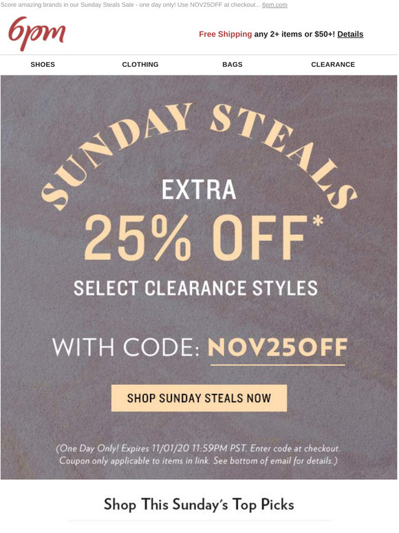 6pm Extra 25 off clearance coupon inside Milled