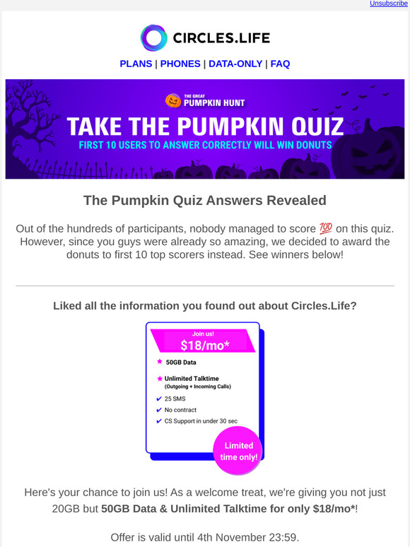 Congrats to the winners of The Great Pumpkin Quiz 🎃