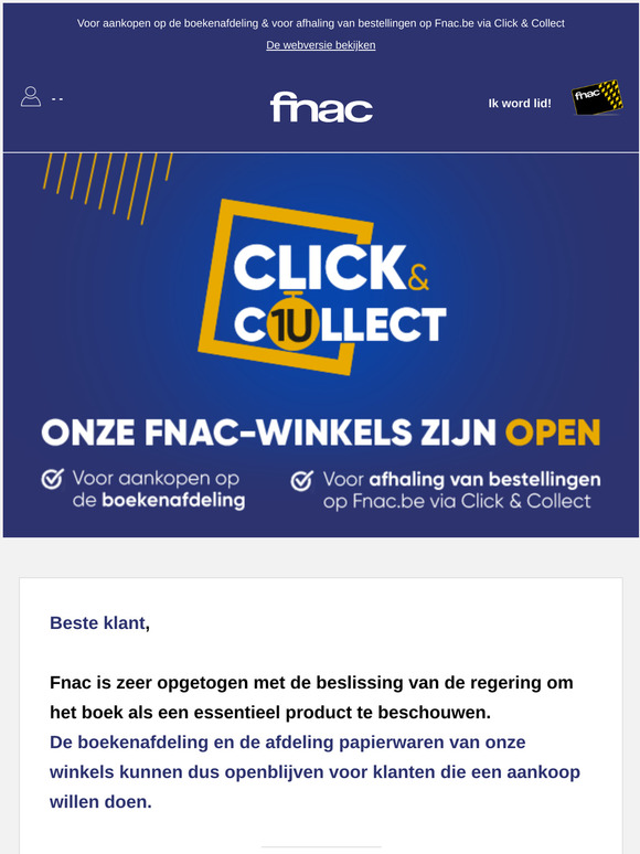 Onze Fnac-winkels zijn open