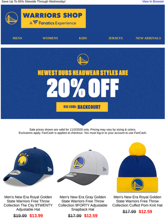 Men's New Era Black Golden State Warriors Opening Night Dubs