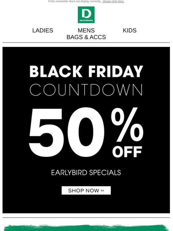 Deichmann.com: Friday Countdown Is On! 50% Selected | Milled