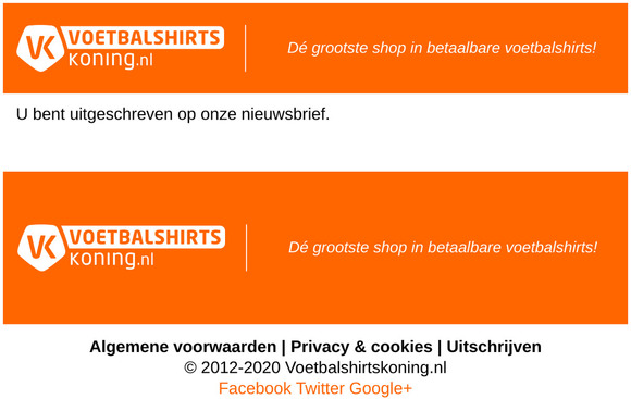 Nieuwsbrief uitschrijving gelukt
