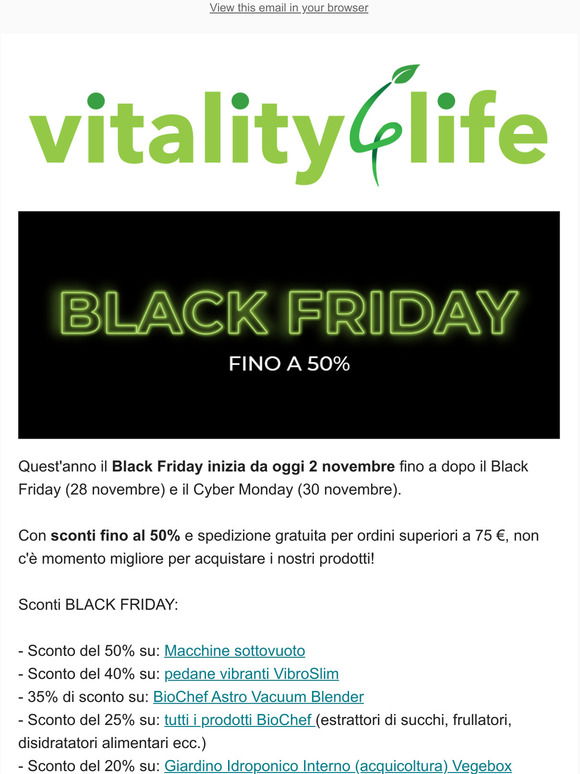 vitality4life.it: Black Friday⚡ Fino al 50%, Vitality 4 Life