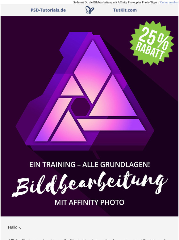 Nur noch heute: Affinity Photo-Training mit 25 % Rabatt