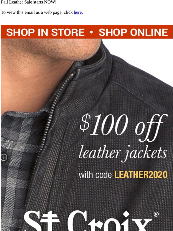 "$100 OFF Lightweight Leather Jackets"