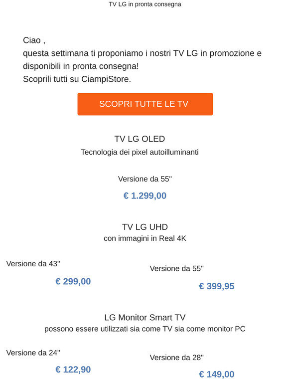 Televisori LG in pronta consegna: scoprili tutti